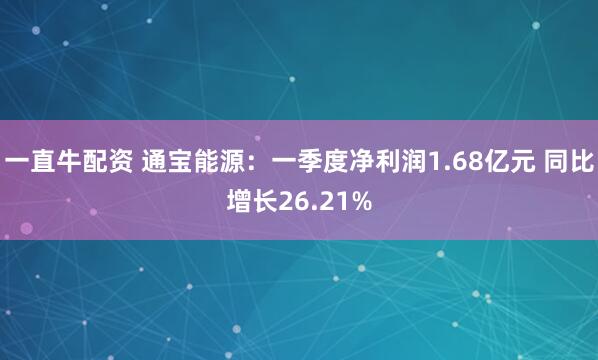 一直牛配资 通宝能源：一季度净利润1.68亿元 同比增长26.21%