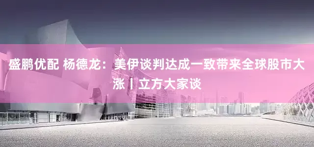 盛鹏优配 杨德龙：美伊谈判达成一致带来全球股市大涨丨立方大家谈